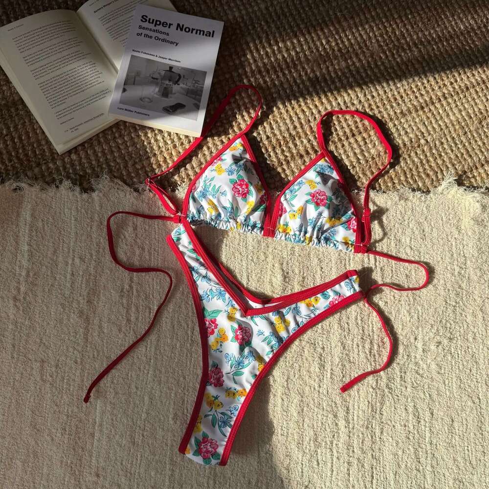 Sexy Red Leopard Print Patchwork Bikini 2025 Women Halter Pleate Push Up Thong Swimsuit Beach Bathing Suit Two Piece Swimwear