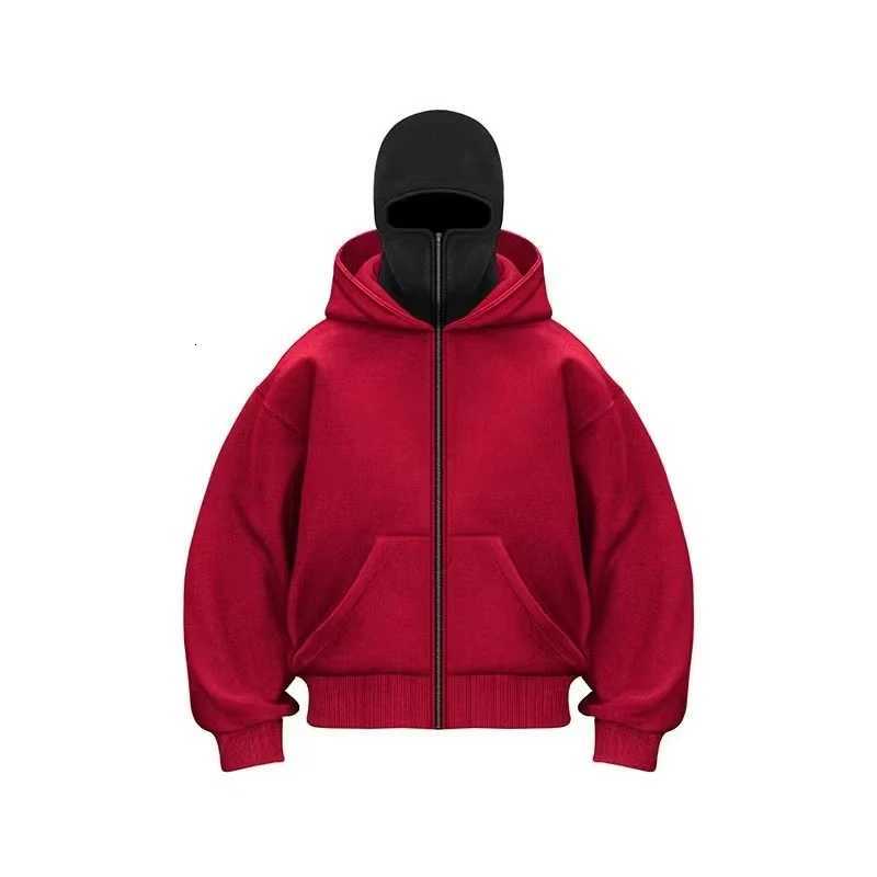 2025 Autumn Men Balaclava Y2K Gothic Harajuku Winter New Item Double Hooded Sweatshirt Mens Hooded Mask Zipper Sportswear Women W251106