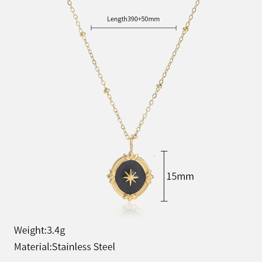 316L Stainless Steel Natural Stone Geometric Star Hanger Necklace for Women Fashion Golden Jewelry