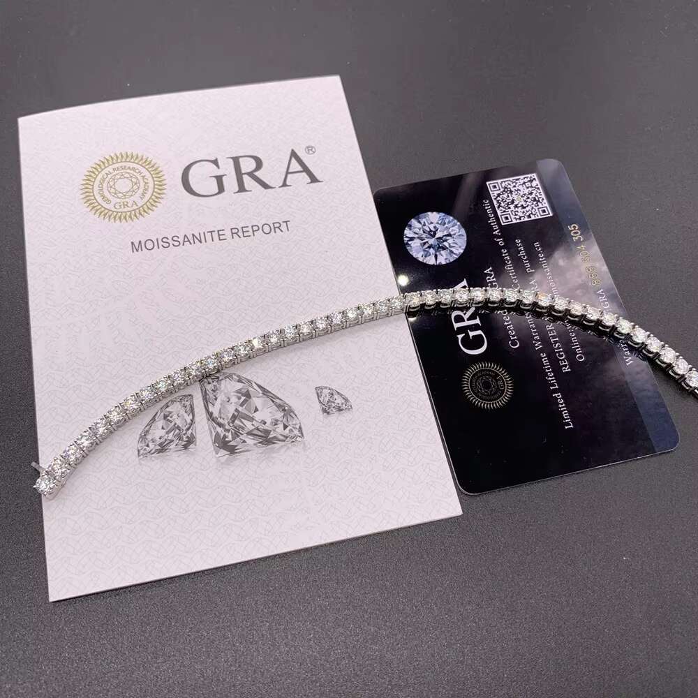 Factory Direct Sales Large Stock Hip Hop Jewelry 2.0mm 3mm 4mm 5mm 6.5mm VVS Moissanite Diamond 925 Silver Iced Out Tennis Chain