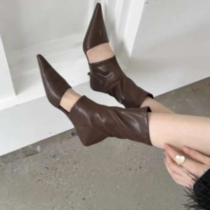 Spring New Pointed Hollowed Out Cool Sleeve Elastic Women's Boots Stiletto Fashion Shoes