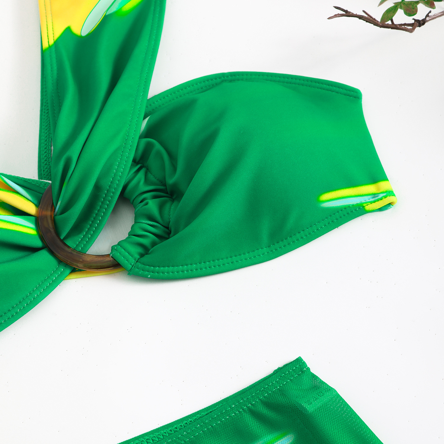 2025 new tie dye printed multi-color split bikini sexy drawstring short skirt three piece swimsuit set