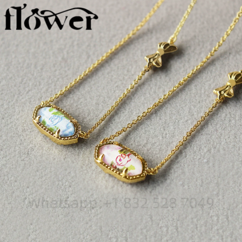KS Fine Jewelry 2025 New Oval Crystal Flower Pendant Necklaces Kendraly Necklace Jewelry Scotts Chain Elegance Female Collar As Christmas Gift