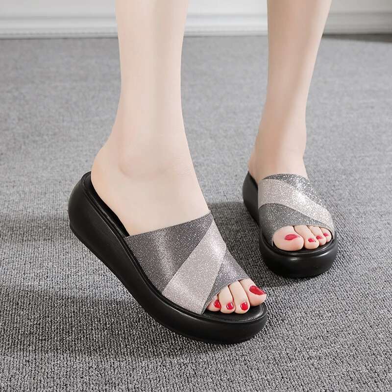 2025 Summer New Slope Heel Women's Designer Fashion Slippers, Sandals, Casual Shoes