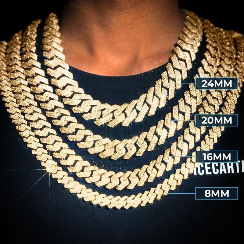 20MM Width Soild Sier Iced Out Moissanite Cuban Chain Necklace for Men's necklace