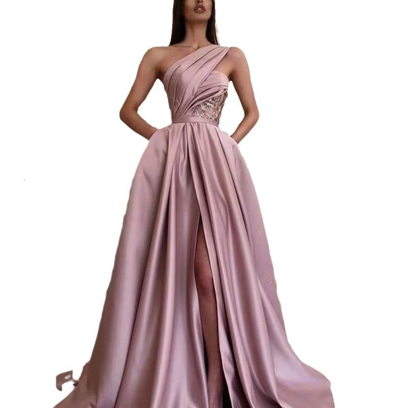 2025 Spring New Sexy Split Shoulder Dress Long Skirt Evening Dress for Women