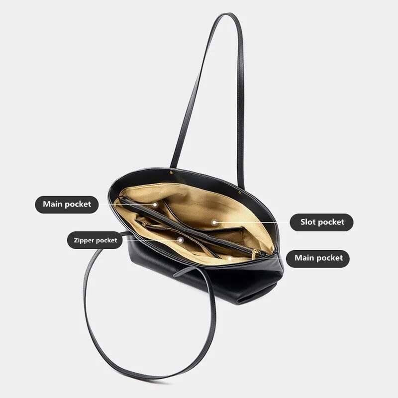 New Stylish Designer Casual Soft Women's Leather Tote Bag Versatile Female Shopping Shoulder Lady Simple Handbag