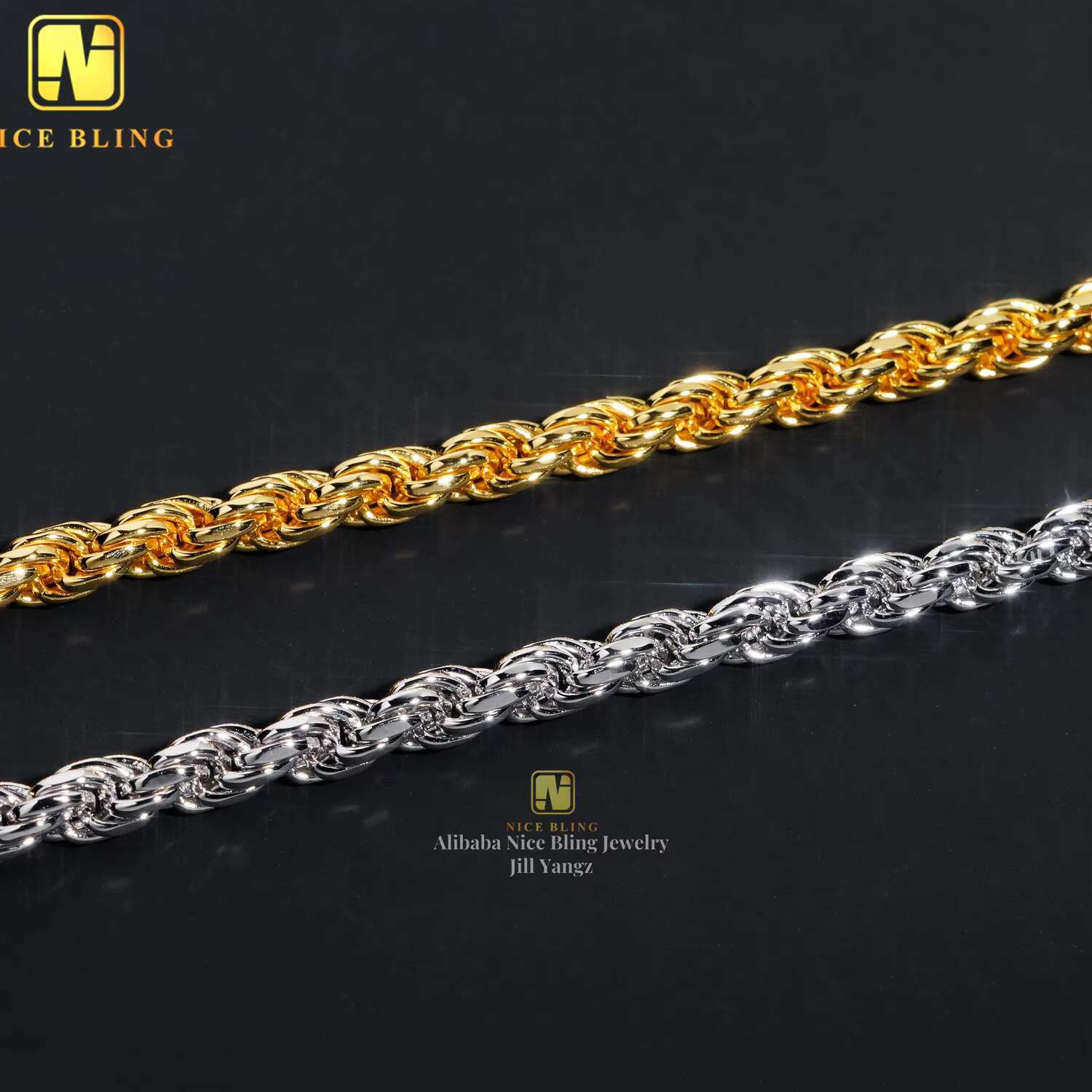 Real Gold Plated 6mm Pass Diamond Tester Stainless Steel Moissanite Rope Chain Cadena Not Tarnish