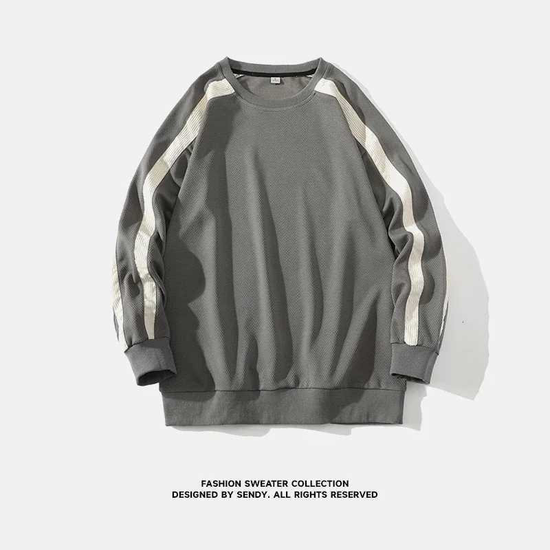 Autumn Korean Style Oversized Men Sweatshirt Streetwear Stripe Stitching Pullovers Male Loose Hip Hop Hoodies Man Harajuku Tops W251106