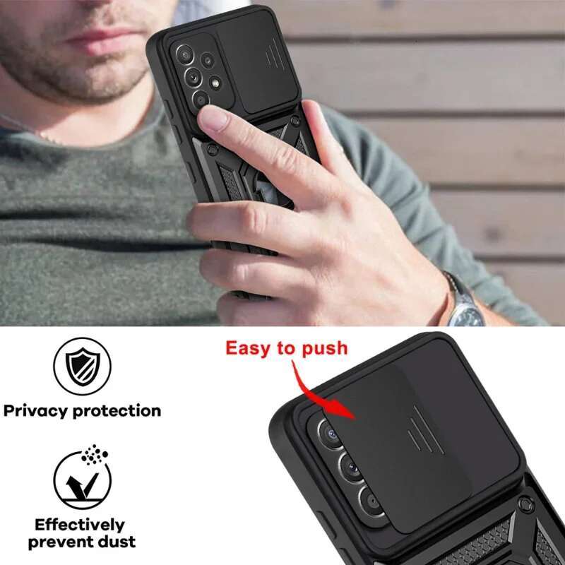 Armor Slide Camera Lens Case For Samsung Galaxy S24 S22 S21 Plus Note 20 Ultra A53 A54 5G S23 S20 FE Bumpers Cover