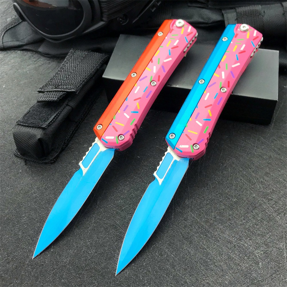 Higher Quality Donut Warrior Tactical Knife D2 Blade Aluminum alloy inlay G10 handle EDC Outdoors Hunting Self Defense Survival Tools Knifes 3300 3400