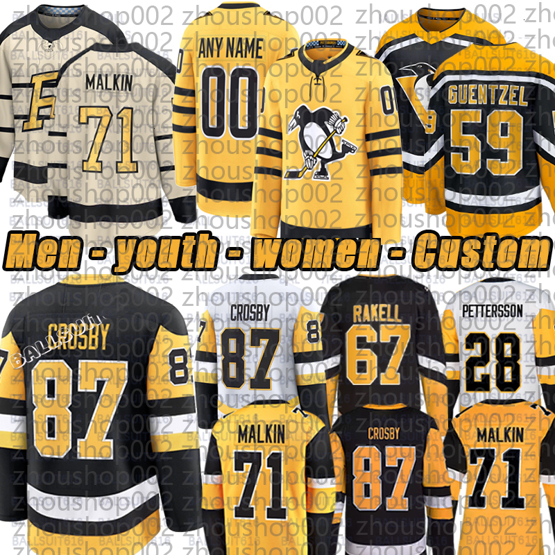 Penguin 87 Sidney Crosby Jersey Evgeni Malkin Wear Gold Alternate hockey jerseys Breakaway Kris Letang Erik Karlsson Rust
