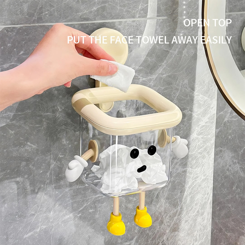 Suction cup waste recycling face towel storage box wall mounted toilet washbasin bathroom face towel shelf