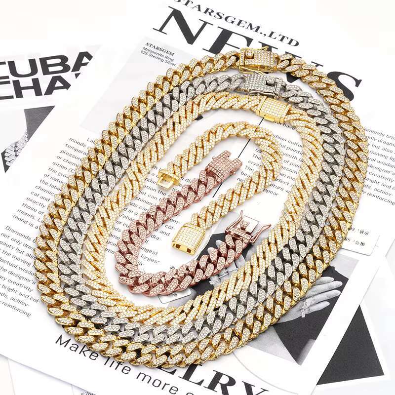 Wholesale Price Starsgem DEF Round Brilliant Cut Moissanite Diamond Full Setting S925 Silver Cuban Link Chain