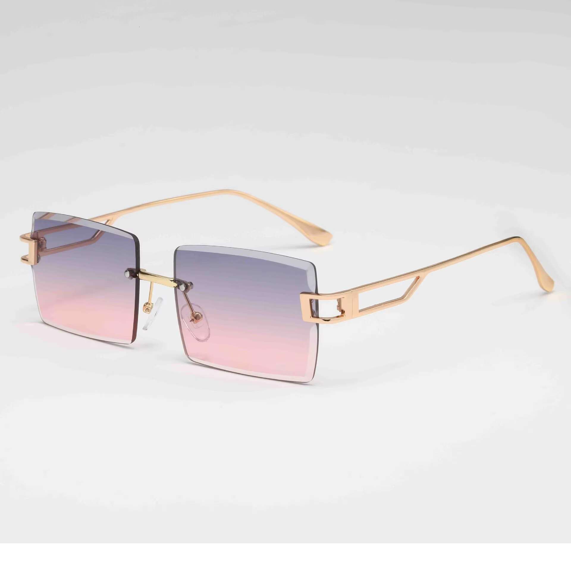 China Factory Promotion Rimless Square Glasses Unisex Uv400 Sunglass Cutout Eyewear