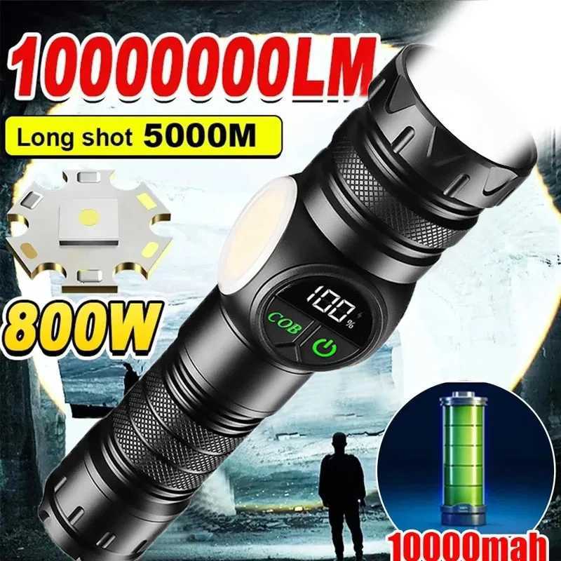 High Strong Power LED Flashlights USB Rechargeable Magnetic Tactical Torch With COB Side Light Camping Fishing Zoom LanternW251106