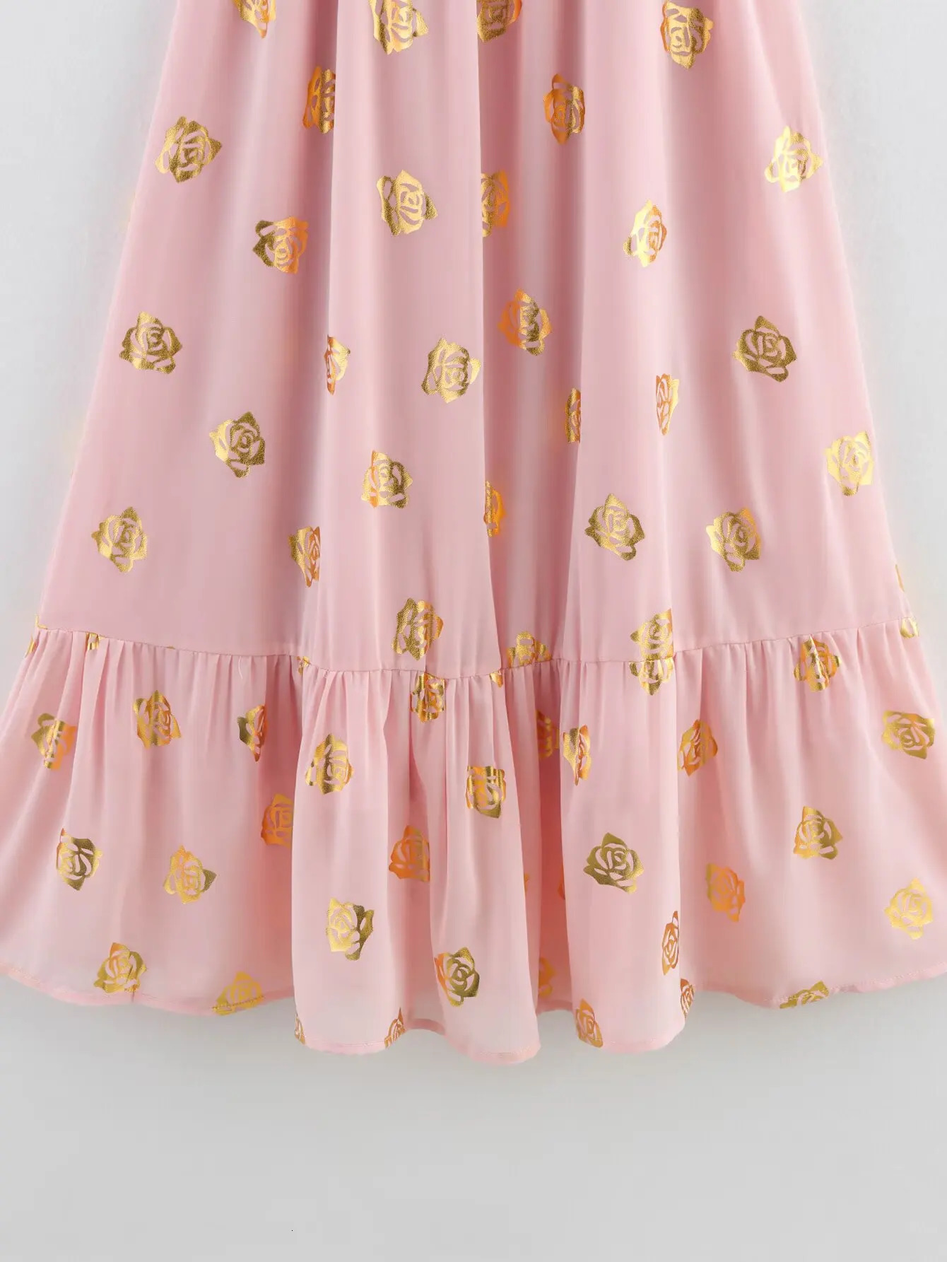 square neck puff short sleeved womens clothing for smoking body rose print summer lace up skiing 250401