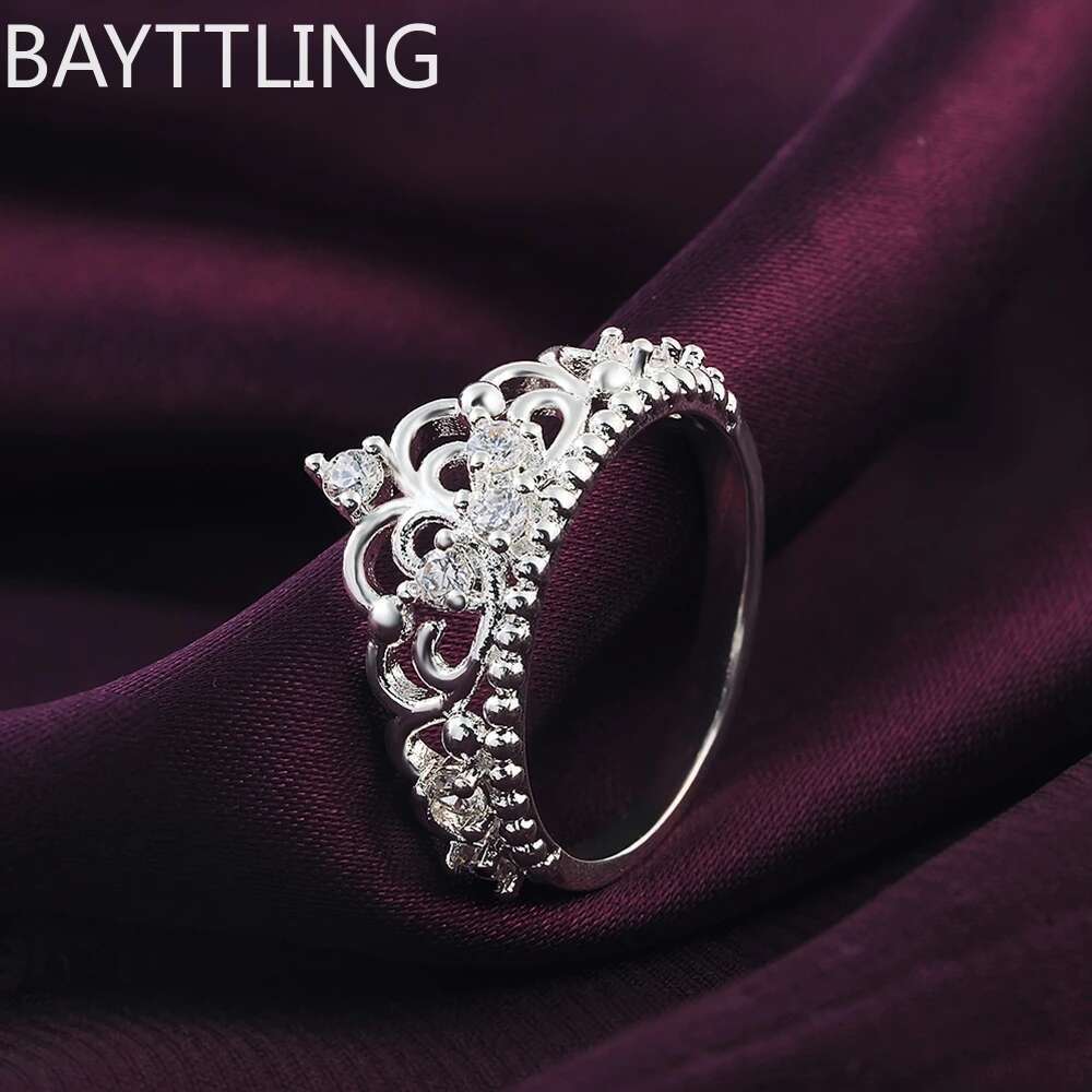 charm Sterg sier Rings For women crystal Crown size 7 8 Fashion party Christmas Gifts engagement wedding Jewelry Fine