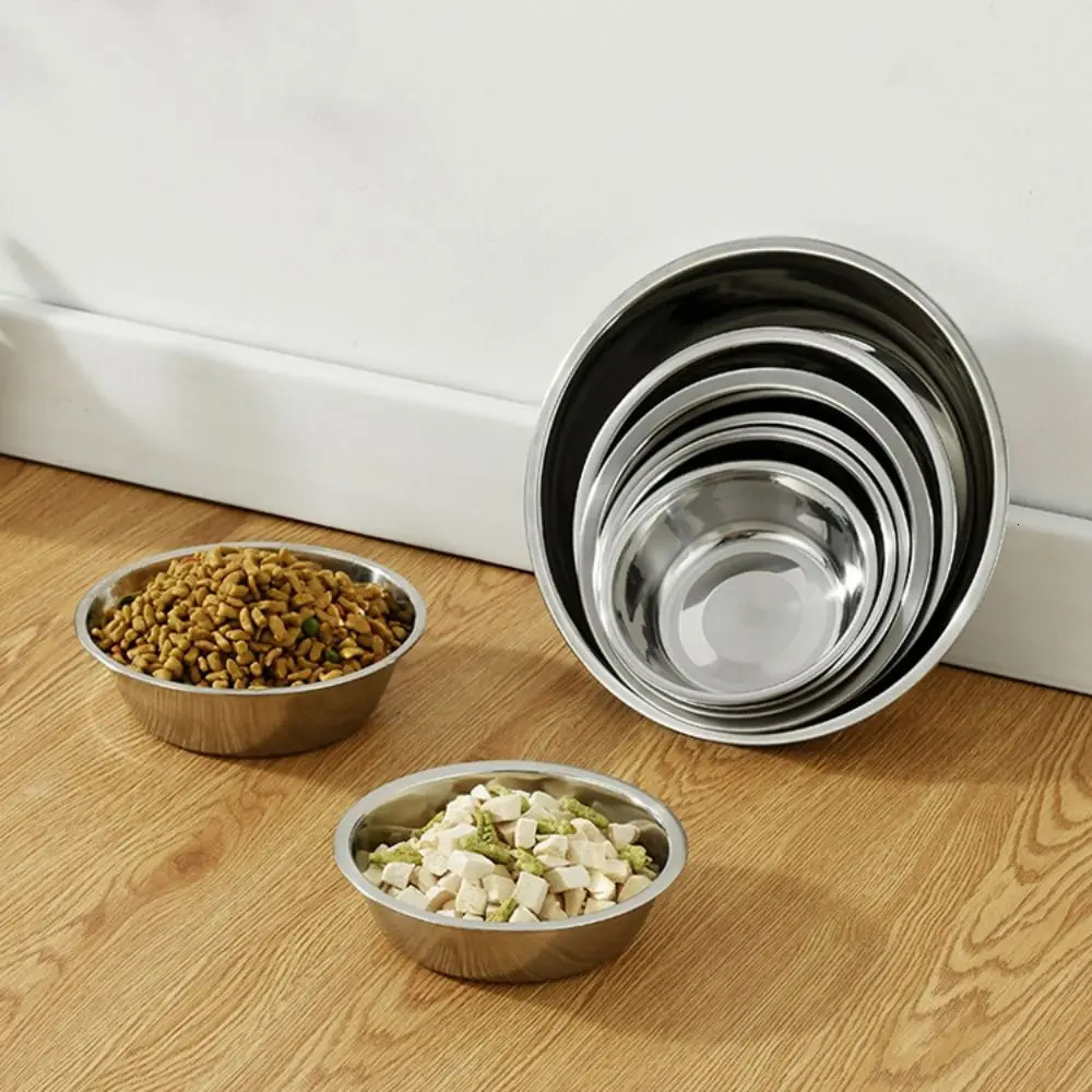 Large capacity dog bowl stainless steel pet feeding bowl cat and dog food and beverage bowl durable and affordable 250403