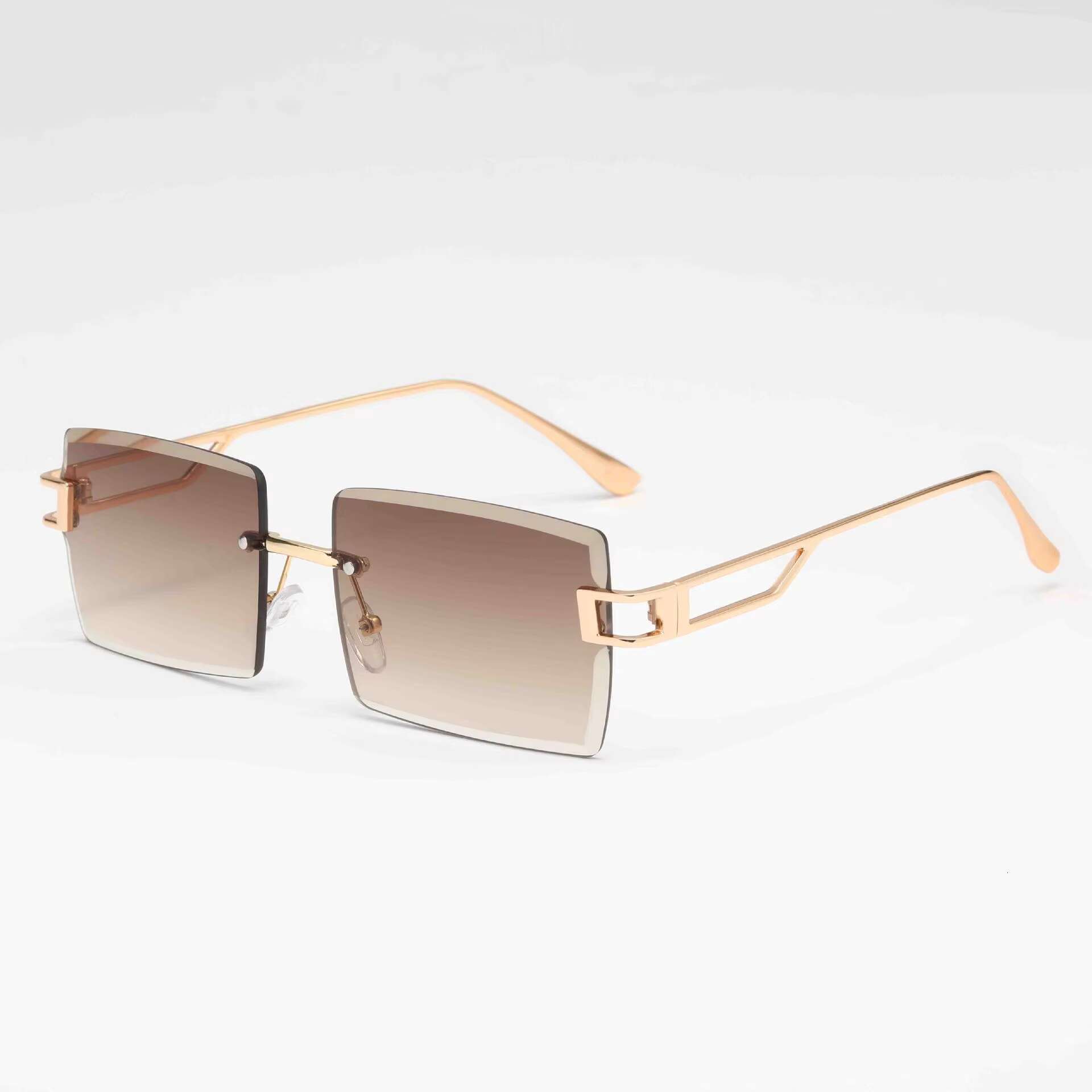 China Factory Promotion Rimless Square Glasses Unisex Uv400 Sunglass Cutout Eyewear