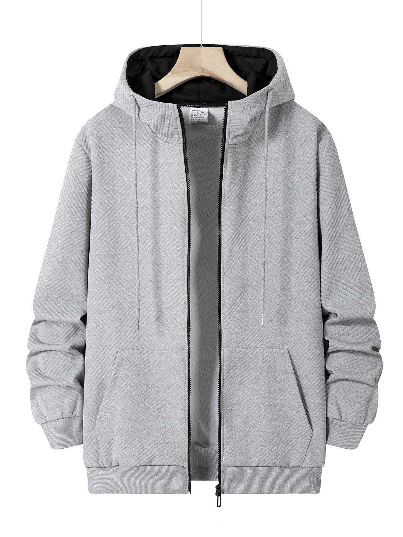 Mens Casual Hoodies Jacket Autumn Zipper Design Daily Long Sleeve Jacket Solid Color Loose Outdoor Coat Hooded Sweatshirt W251106