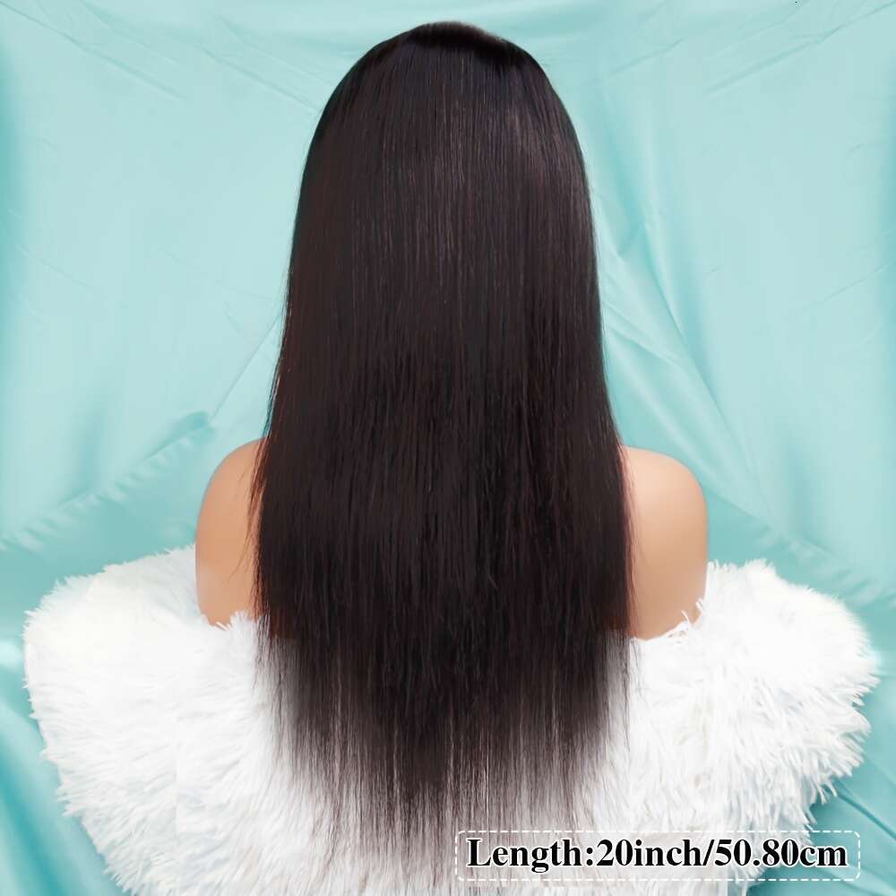 Glueless Straight Human Hair Wig With Pre-Plucked 5X5 Transparent Lace Closure, Natural Black Color, 180% Density, Beginner-Friendly, Sleek & Shiny Lo