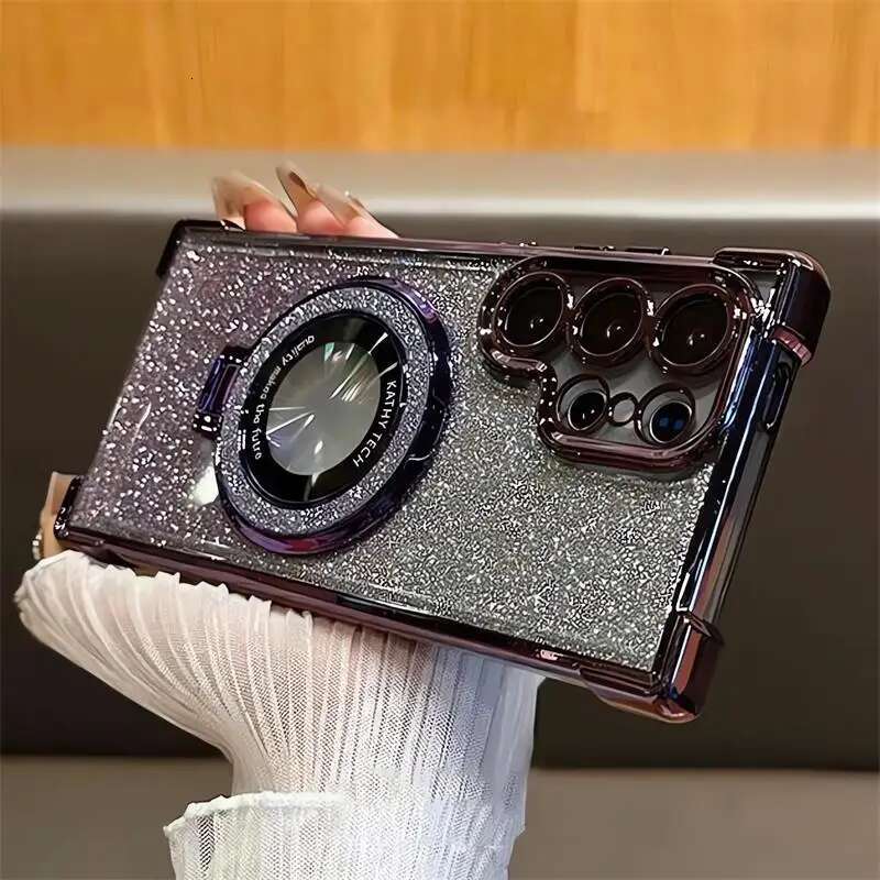 Magsafe Holde Glitter Case for Samsung Galaxy A24 A55 5G A53 A54 S24 Ultra S23 FE S22 S21 S20 Plus Shockproof Clear Cover