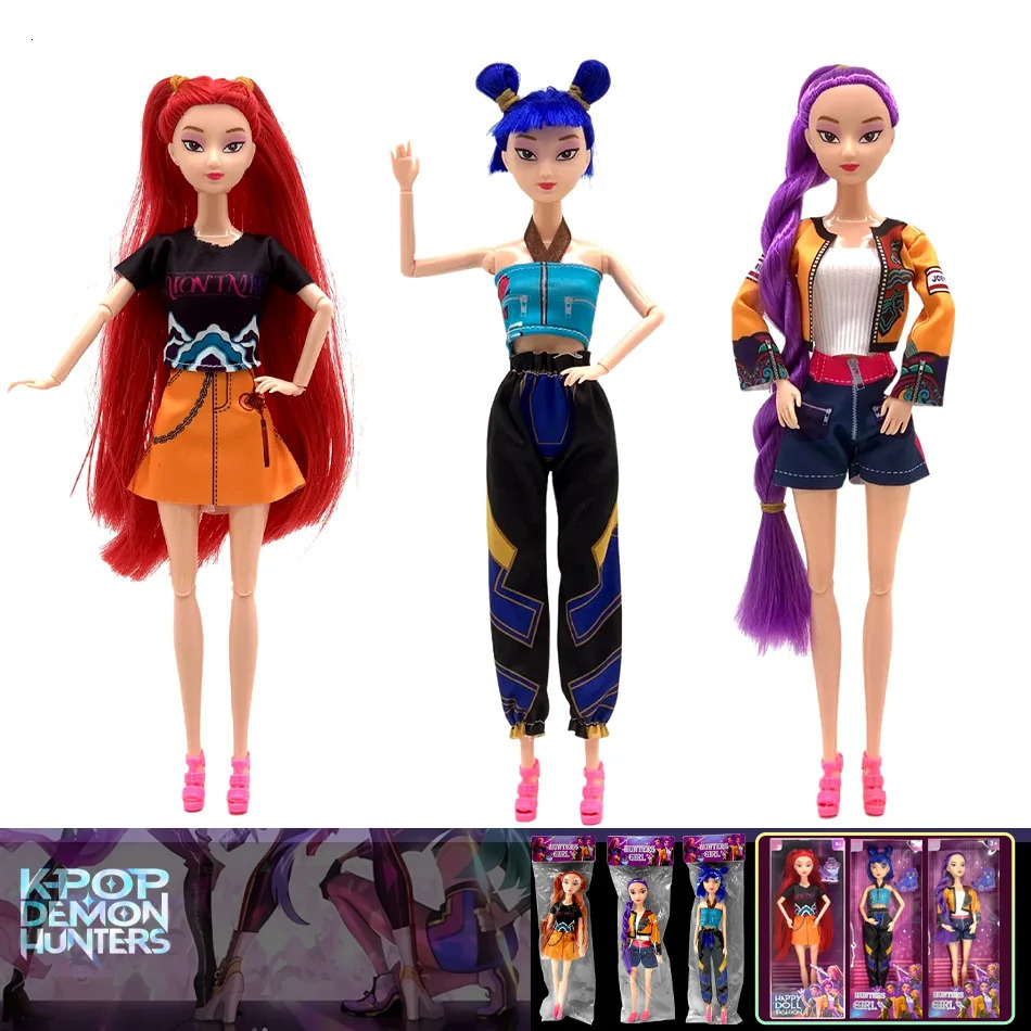 11in Kpop Demon Hunters Action Figure K-POP Demon Slayer Vinyl Doll Lumimila Zoey Desktop Ornament Toy For Kid Gifts 251105