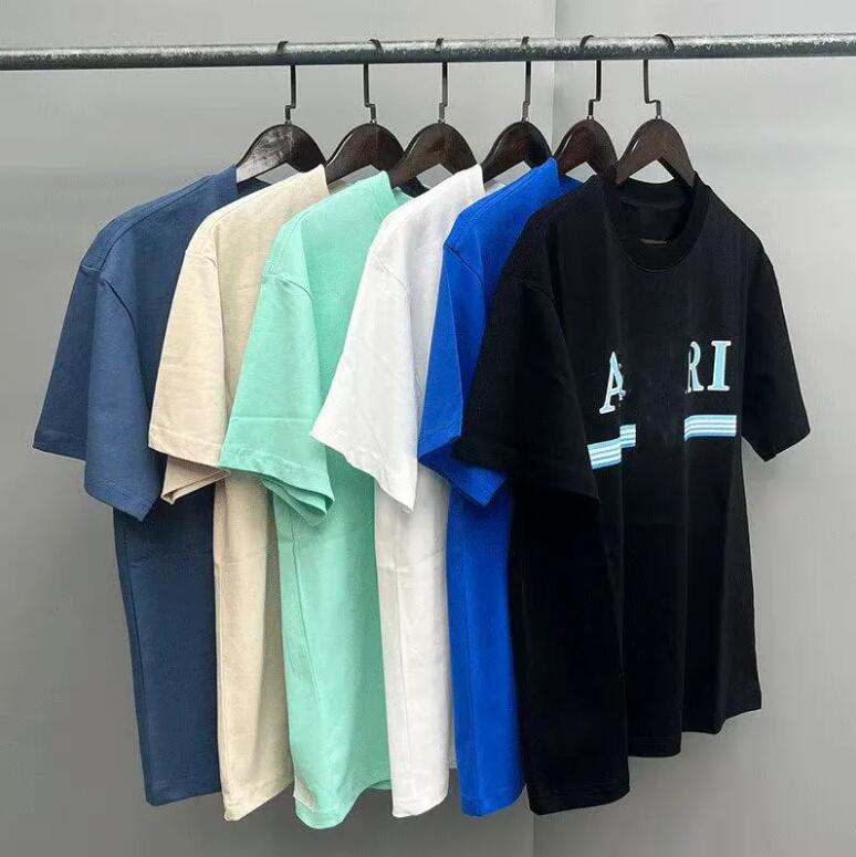 Amiritshirts Men's T-Shirts Block Diagram Printing Short Sleeved Mens Amiriclothes T-Shirt Loose Casual High Street Mens Fashion Trend Tees