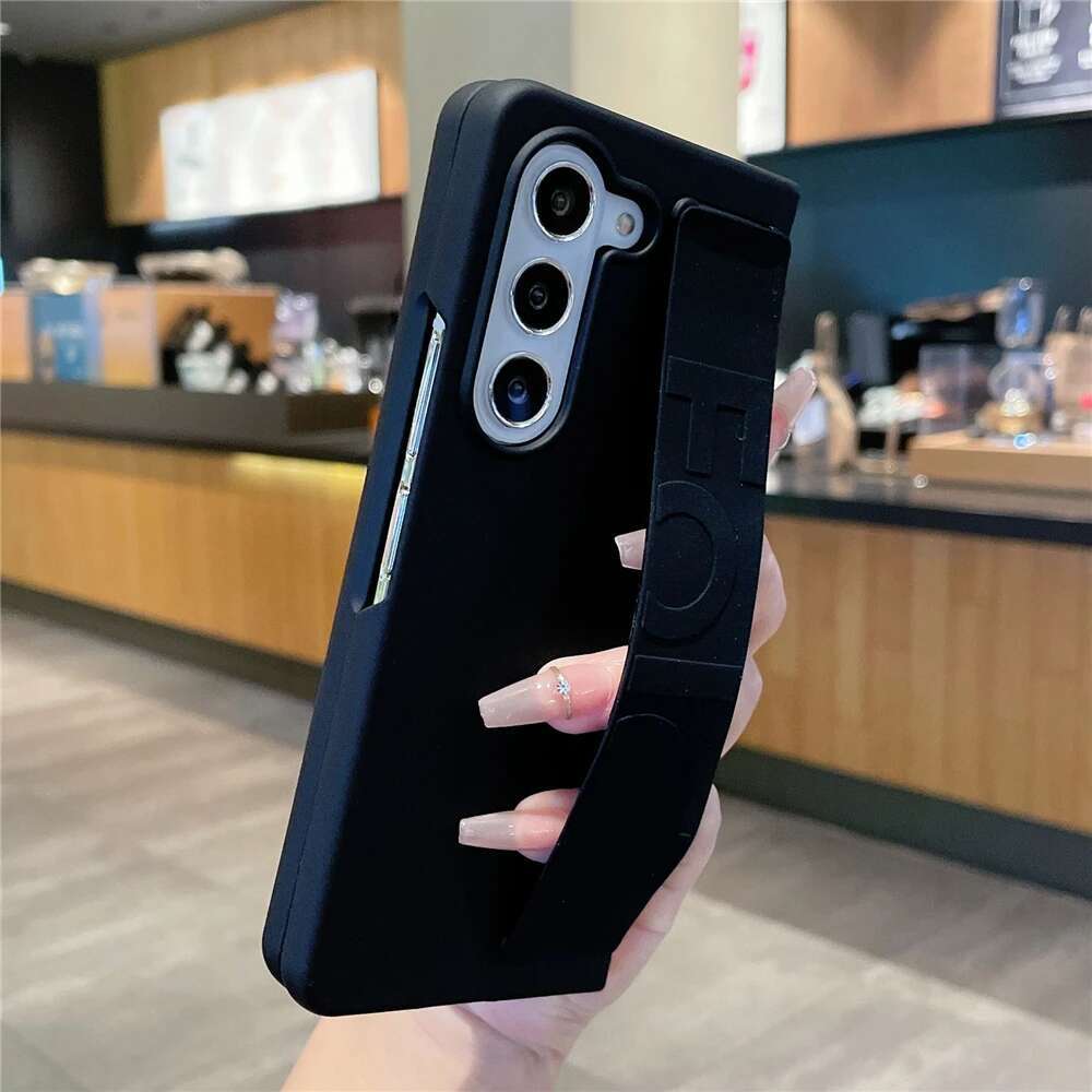 Soft Silicone Wrist Strap Bracket Phone Case For Samsung Galaxy Z Fold 6 5 4 ZFold 3 Cases Ultra Thin Matte Hard Cover