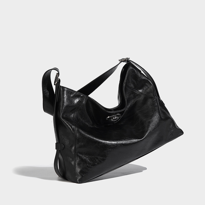 American Trend Versatile Casual Lazy Style Hobo Tote Soft Leather Large Capacity Commuting Shoulder Crossbody Bag Shoulder Bags
