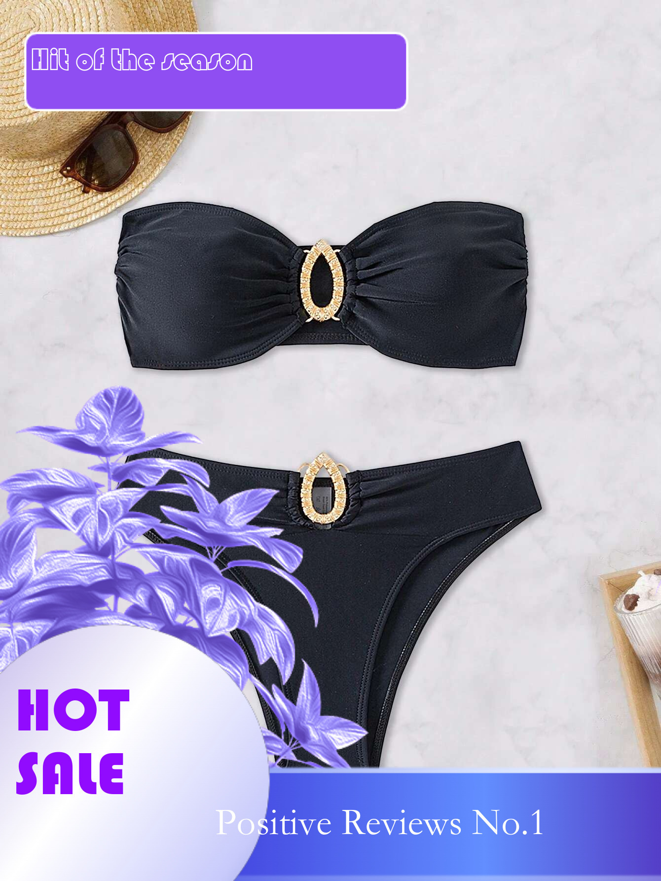 Dongdumaoyi Sexy Bandeau Bikini Women Luxury Black Rhinestones Push Up High Waist Swimsuit Summer Bathing Swimming Suit Pool Swimwear