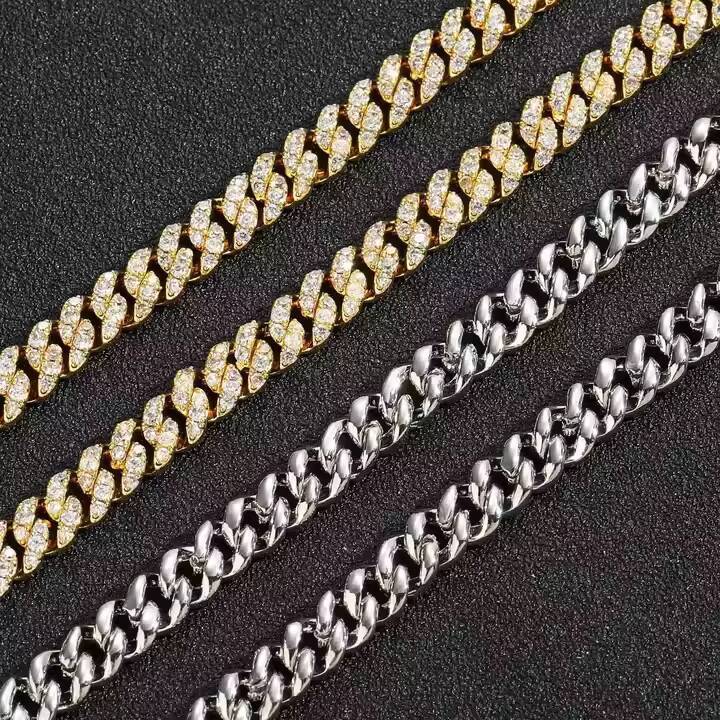 12MM Cuban Link Chain 925 Silver Moissanite Diamond Iced Out Hip Hop Fashion Necklace High Quality Silver Jewelry for Men