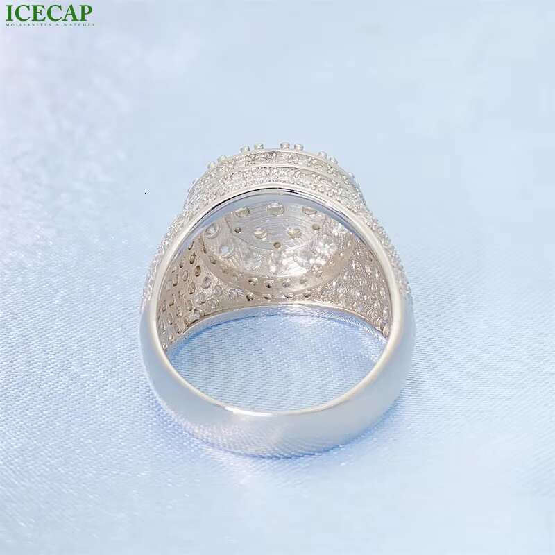 Hot Selling Luxury Hiphop Men Ring 925 Sterling Silver Jewelry Full Iced Out VVS Moissanite Engagement Wedding Rings for Gift