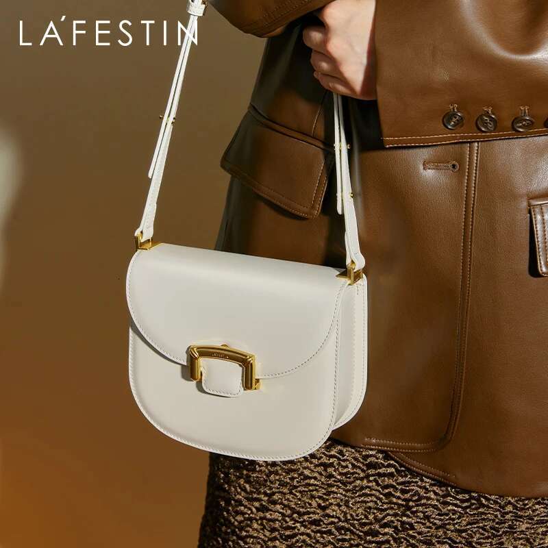 LA FESTIN Original Women 2024 New Trendy High-End Wedding Shoulder Commuting Handbag Retro Style Saddle Bag