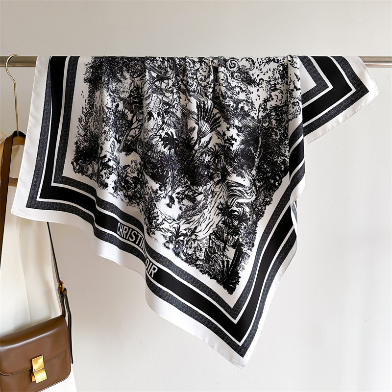 38style 90X90 Simple Designer Print Scarf Headband for Women Fashion Handle Bag Scarves P Shoulder Tote Lage Ribbon Head Wraps