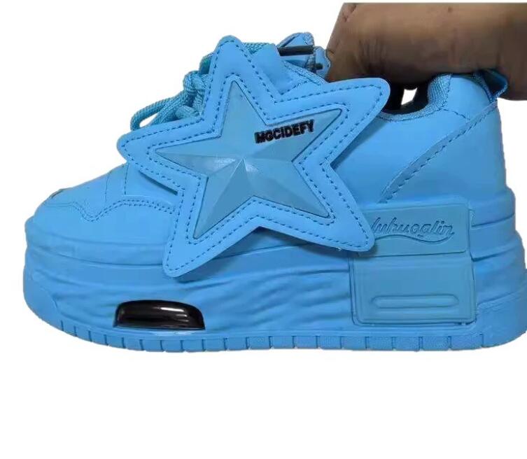2025 autumn fashion trend new board shoes for women, comfortable five pointed star thick soled sponge cake casual shoes, white shoes for women Z 10.28 - view 6
