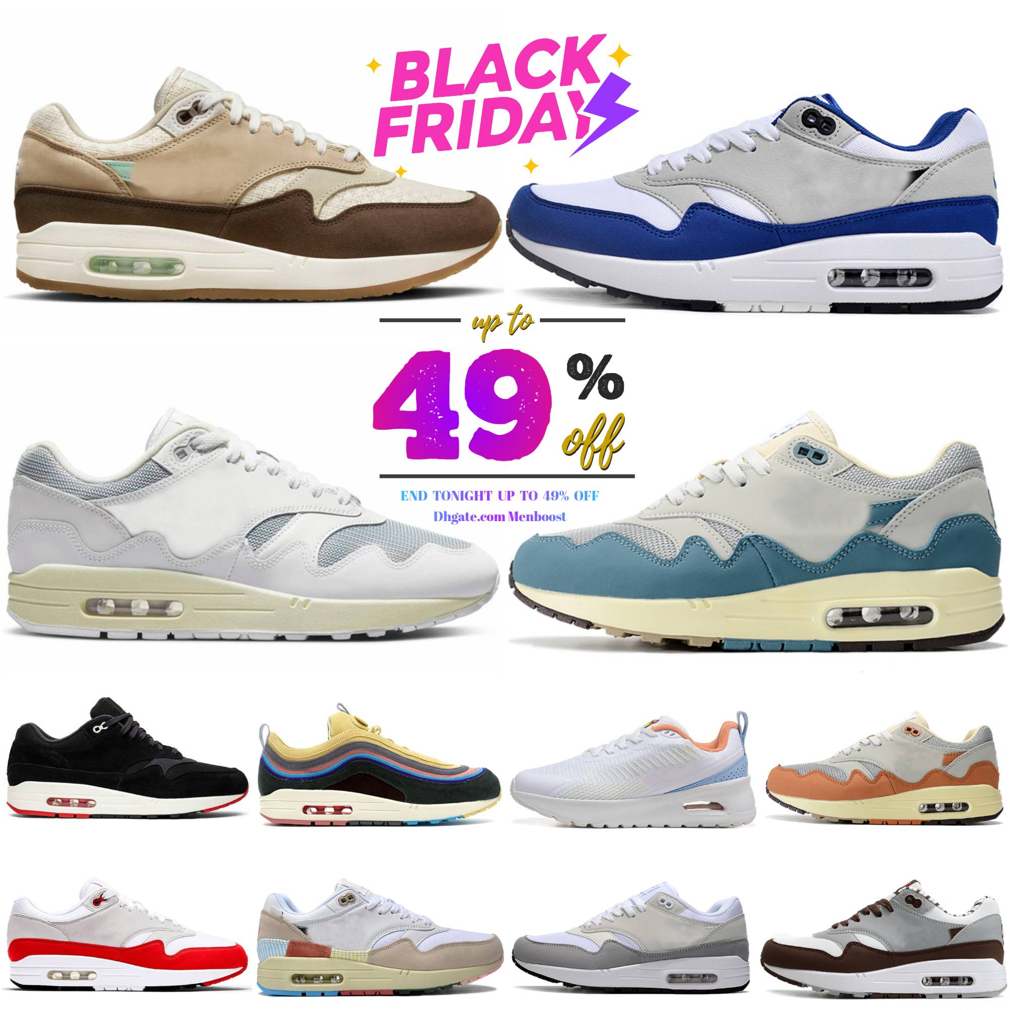 87 Designer 1s OG One 1 Running Shoes Top Men Women Sneakers Big Head Origins Chlorophyll Patta Black White Baroque Brown Cushion Dust Wolf Grey Tennis Sports Trainers