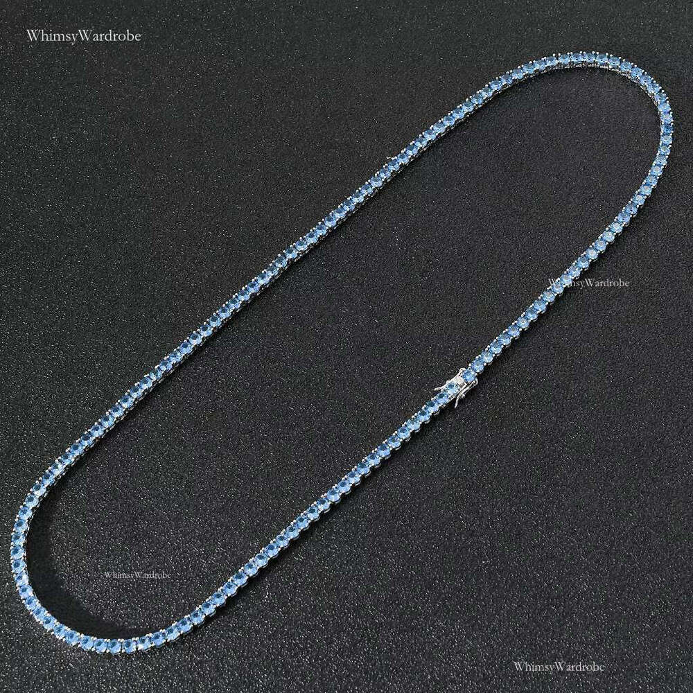 Blue Moissanite Tennis Chain12mm15mm6.5mm2mmCustomMoissanite8mmchainkVVSIce5mm3mm4mmTennisWholesaleChain