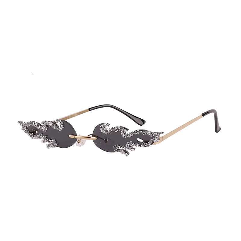 Feather Fire Frame Women Handmade Pearl Sunglasses Flame-shaped Party Shades