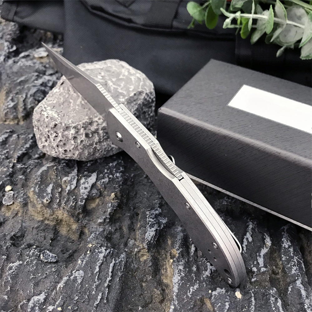 Model 10402-1 PIKA II 420 Steel Pocket Folding Knife- D2 PLAIN Edge Blade Portable Outdoor Tactical Hunting EDC Cutting Tools Self defense Rescue Kniv
