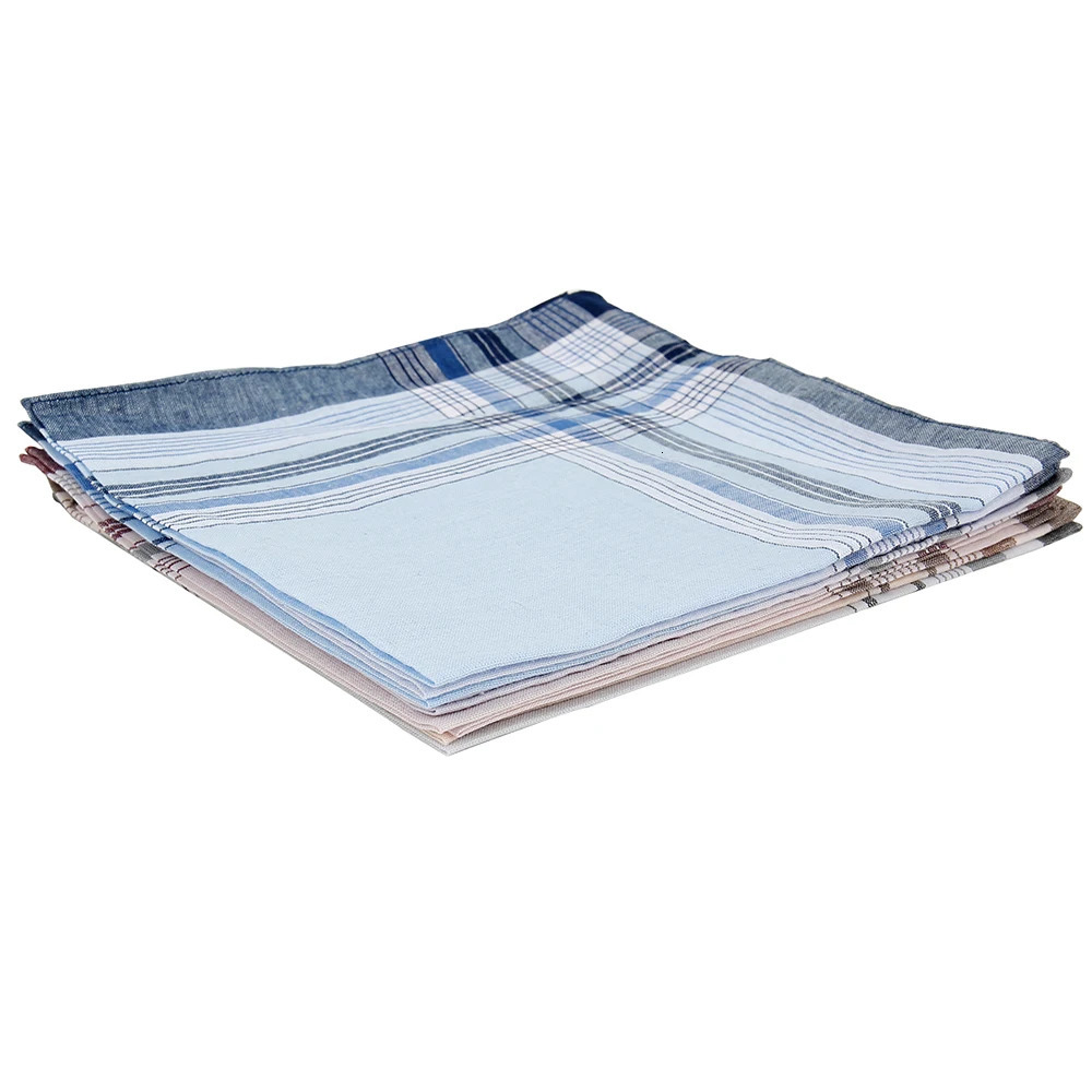 10/12Pcs Mens Handkerchiefs Soft Cotton Handkerchiefs Striped Square Handkerchiefs for Grooms Weddings Prom Celebration Party 250403