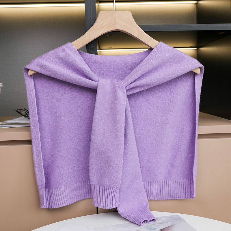 K322 Spring and summer new worsted wool shawl women's shirt outer knotted scarf air-conditioned room Korean version versatile shoulder pad blue