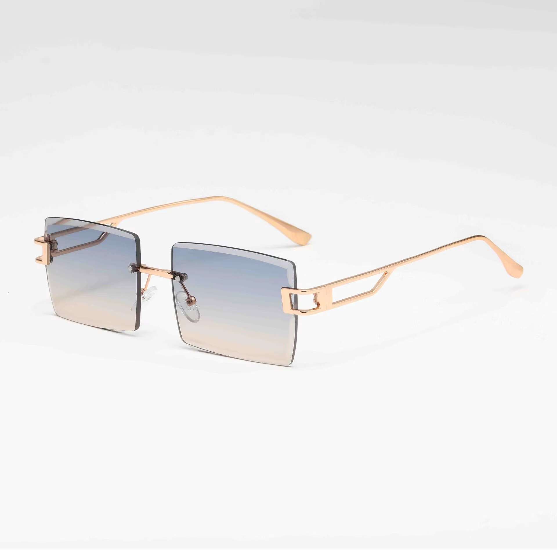 China Factory Promotion Rimless Square Glasses Unisex Uv400 Sunglass Cutout Eyewear