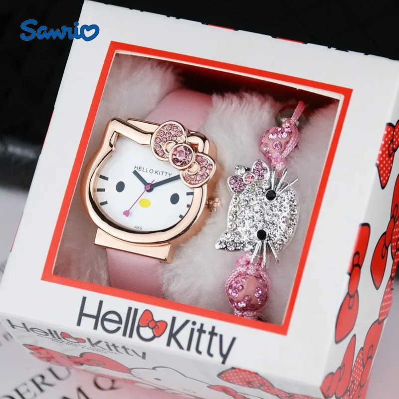 Sanrio Hello Kitty 3-Piece Set Boxed ChildrenS Gift Watch Female High School Student Cartoon Electronic Bracelet Watch Birthday Gift H251106