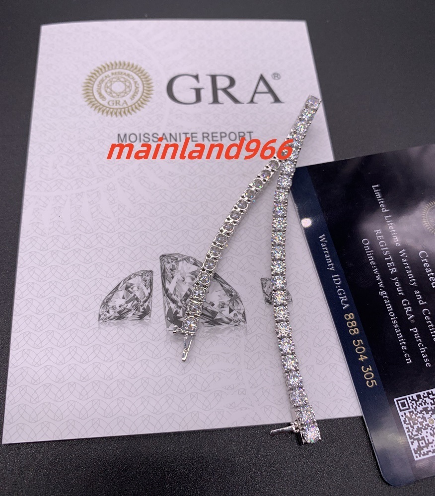Factory Direct Sales Large Stock Hip Hop Jewelry 2.0mm 3mm 4mm 5mm 6.5mm VVS Moissanite Diamond 925 Silver Iced Out Tennis Chain