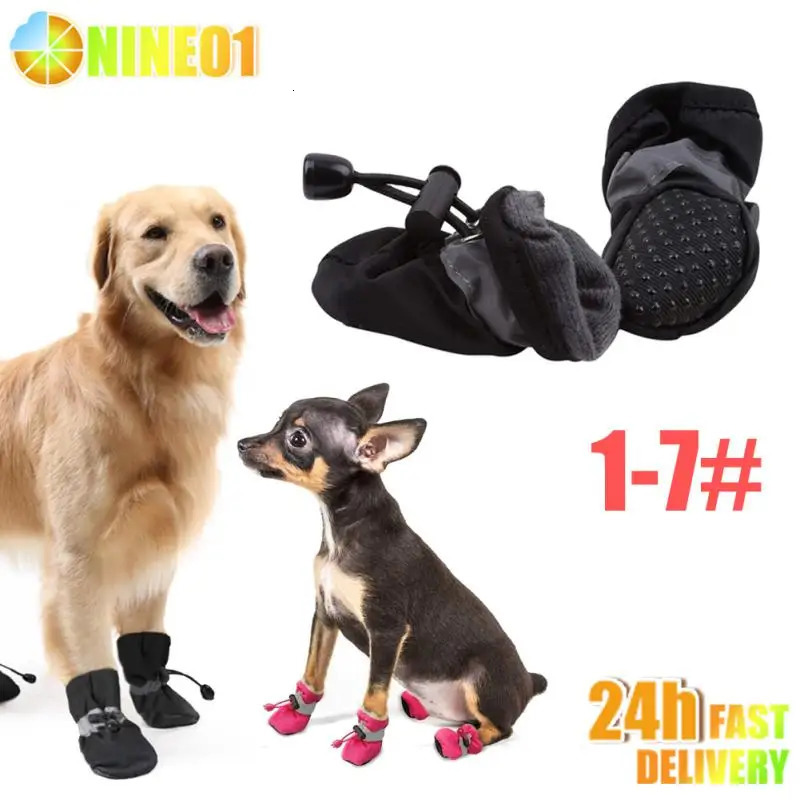 Dog Boots With Suspenders Waterproof Dog Shoes Paw Protectors Adjustable Pet Clothing Booties For Dog Winter Outdoor Supplies 250402