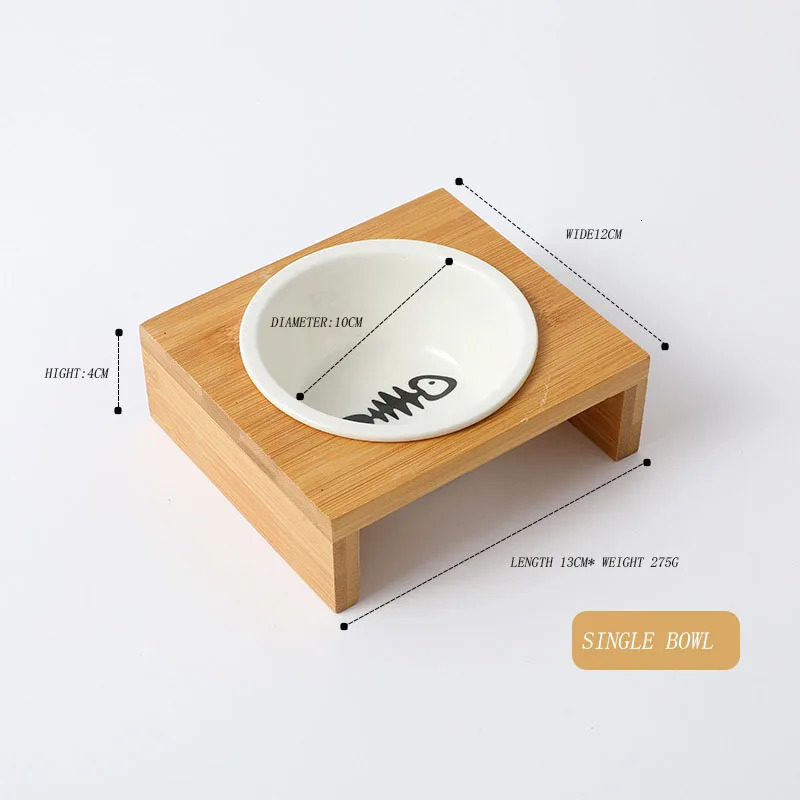 Pet cat dog double bowl single bowl ceramic bowl monkey bread table non sliding double bowl 250403