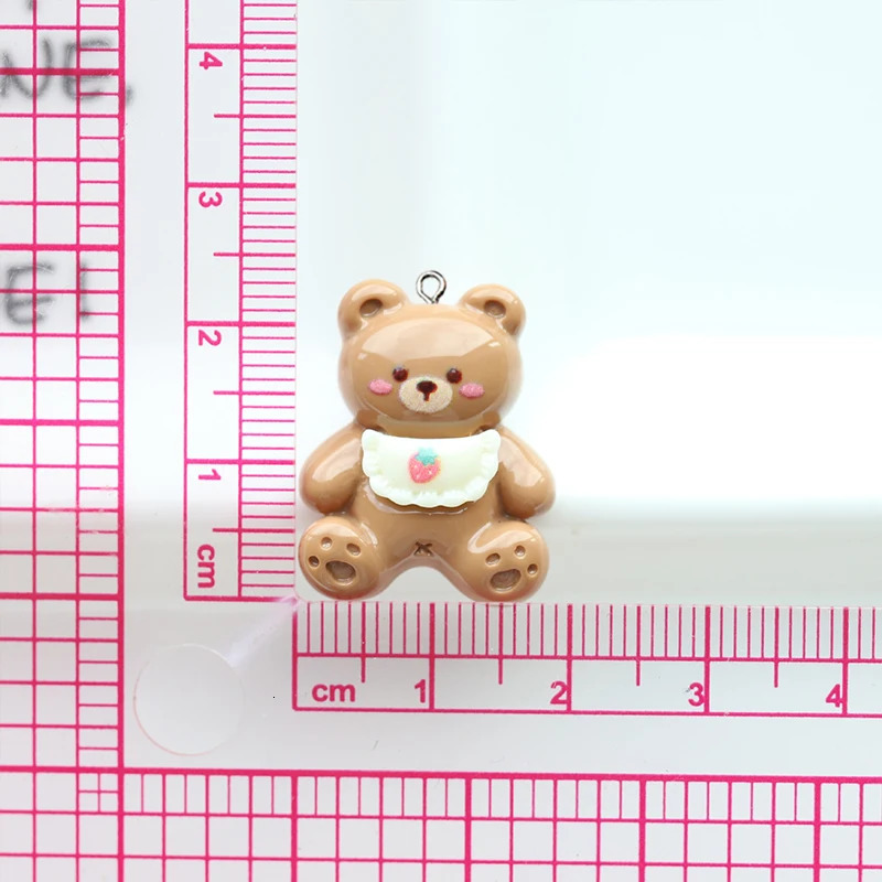 10 pieces of resin glossy milk tea color cute little rabbit panda charm animal flower star pendant for DIY jewelry making 250325