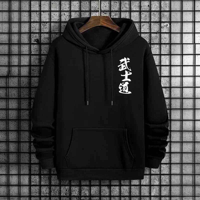 Japan Bushido Print Streetwear Hoodies 2025 Urban Fashion Hooded Sweatshirt Male Trendy Casual Autumn Winter Hoody Mens Clothes W251106